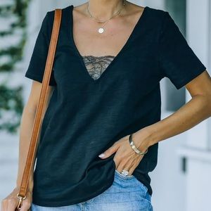 Cotton Lace detail Tee shirt